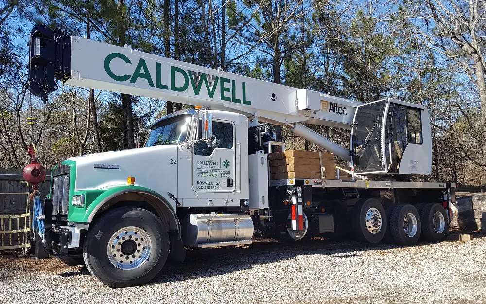 Caldwell Tree Care truck and equipment on trailer