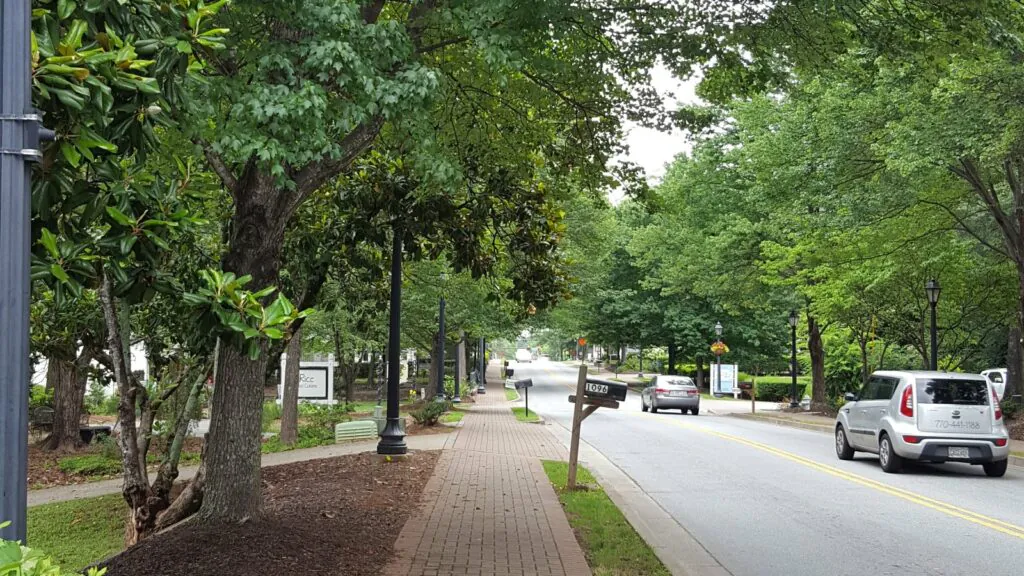 Street with cars and trees